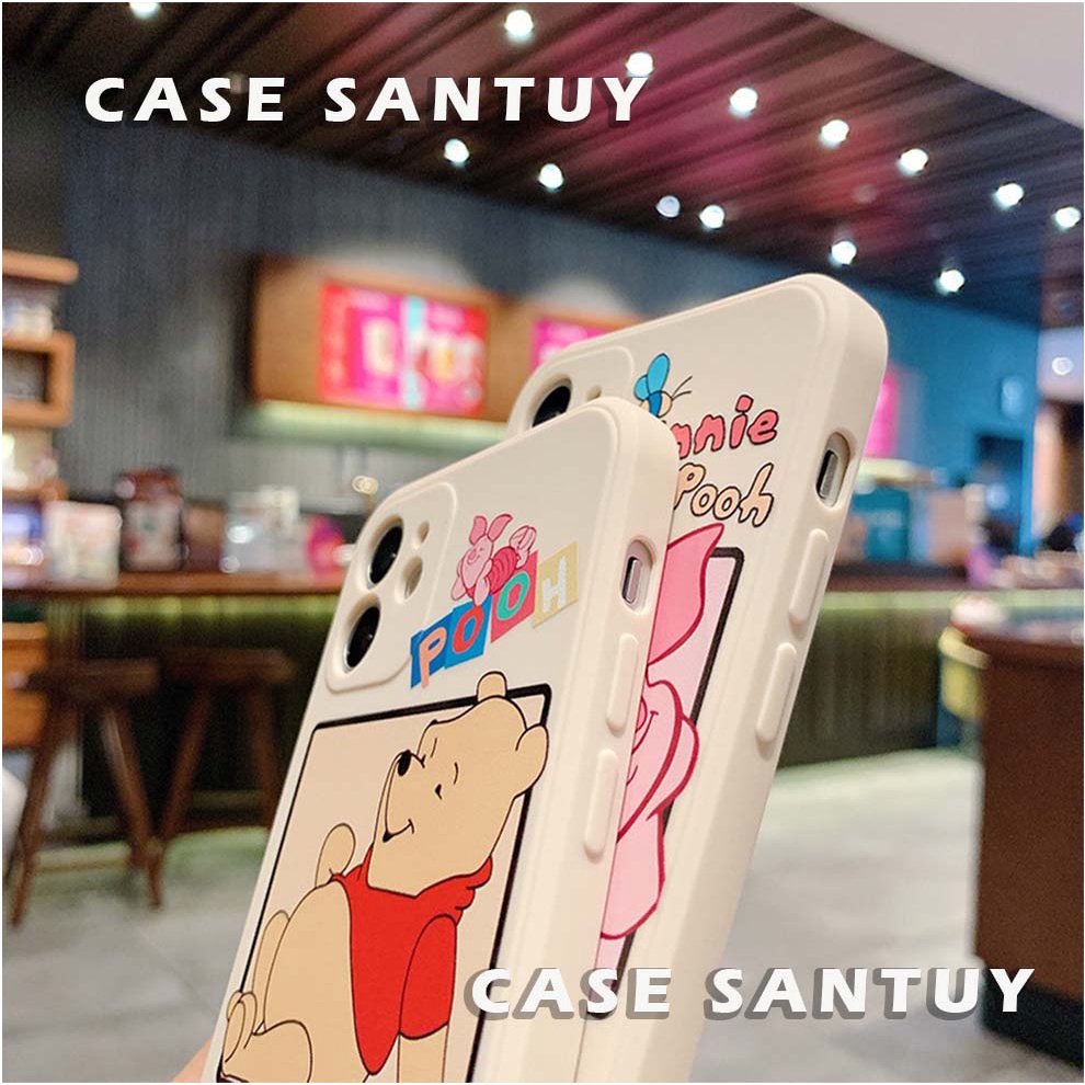 Case Casing Iphone 14 13 12 11 Pro Max X Xr Xs 8 7 6 6s Plus Square Edge Phone Case Cover Casing Silicone Winnie the pooh