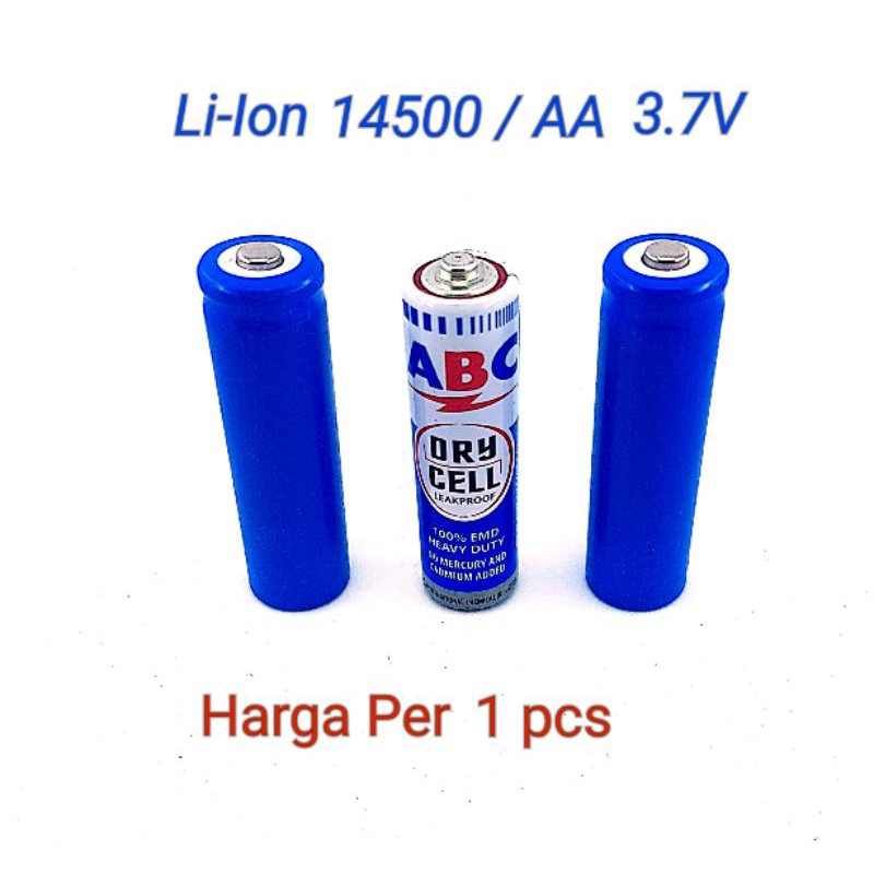 Baterai battery Li-ion Li ion AA 14500 3.7v cas charge rechargeable