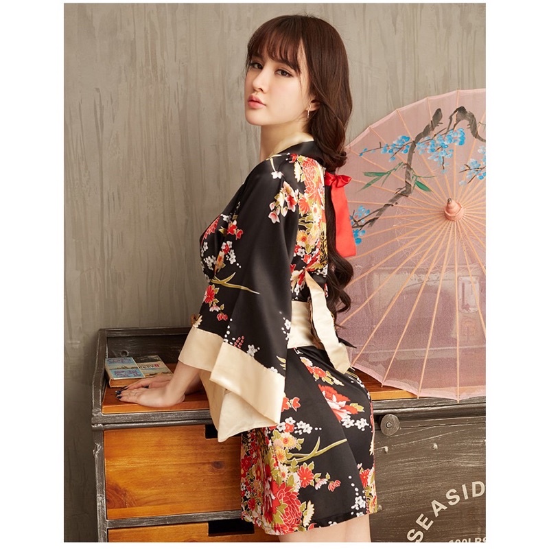READY STOCK Set Sexy Kimono Motif Print Bunga-Bunga Sakura Jepang Seksi Setelan Pakaian Wanita Peran