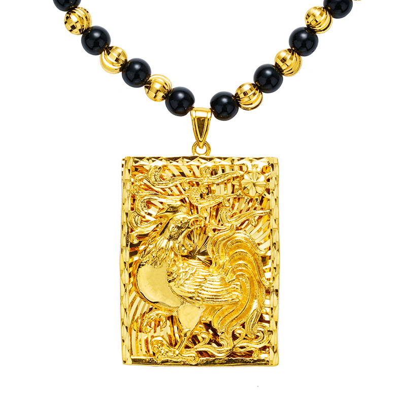 Kalung Rantai Emas Asli Kadar 375 Dengan Liontin Batu Akik O Bsidian Untuk Pria