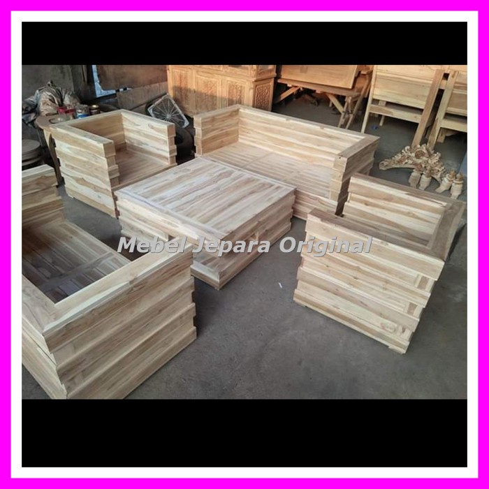 Kursi Tamu Mewah Minimalis Jati - Meja Kursi Tamu Box Jati Mentahan Murah