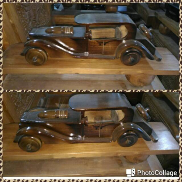 Miniatur mobil dari kayu jati