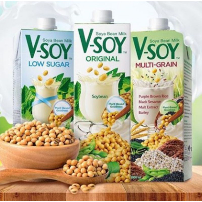 

Vsoy UHT Original / Multigrain / Low sugar Barista 1L 1 Liter V-soy Susu Kedelai soya Milk