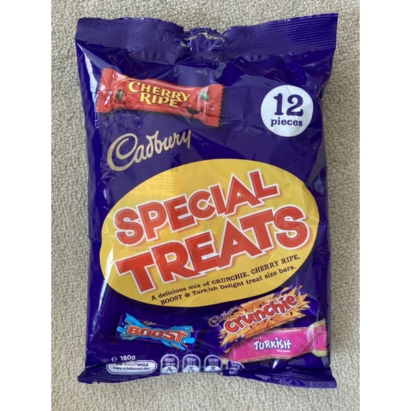 

Cadbury chocolate special treats isi 12 (mix crunchie, cherry ripe, boost, turkish delight)