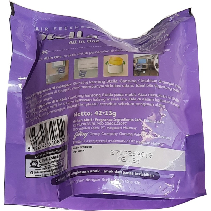 Stella All In One Air Refreshner Pengharum Pewangi Ruangan / Mobil 55 Gram Lavender