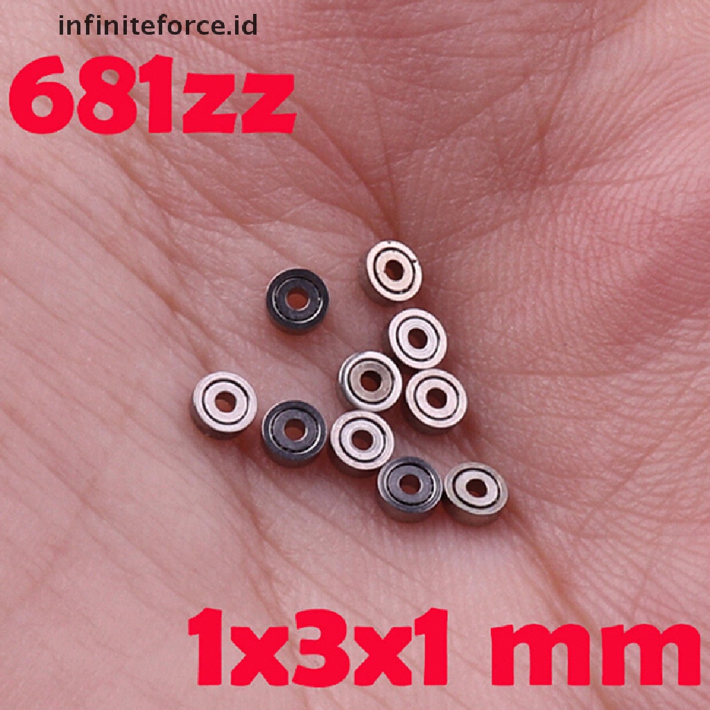 (Infiniteforce.Id) 10pcs Bola Bearing Metal Mini 681zz Ukuran 1x3 X 1mm