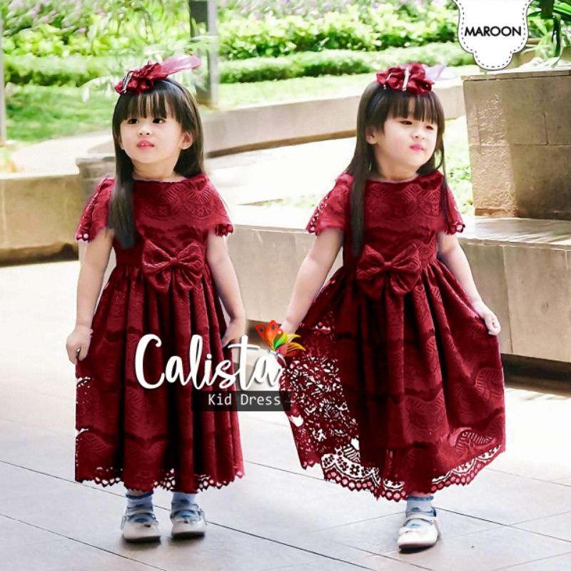 DRESS CALISTA KID ANAK, BRUKAT FURING, DRESS MAXY