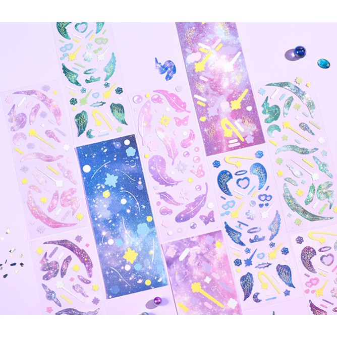 Stiker ROMANTIC GALAXY / Sticker untuk Buku Hitam tema GALAXY / Stiker DIY / Hiasan Scrap Book / Dekorasi Stiker Unik Cantik
