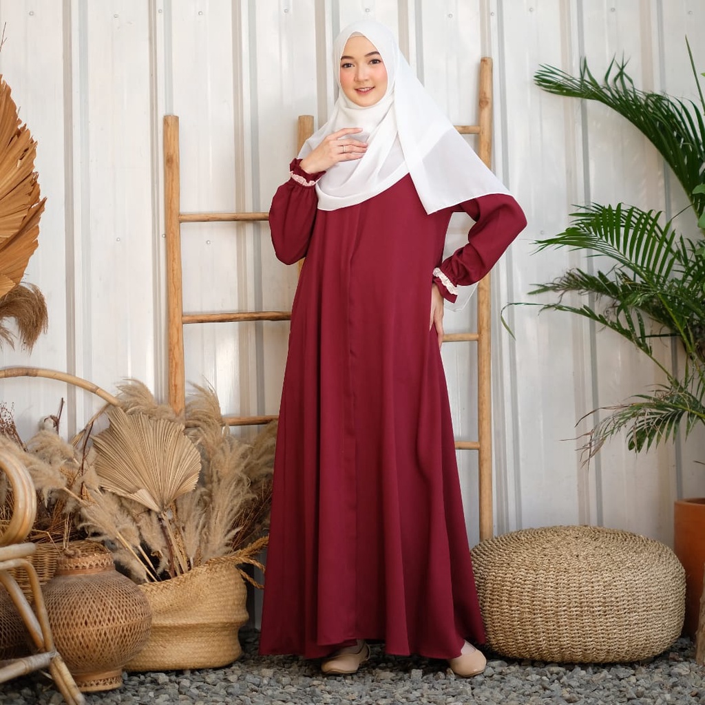 Amira dress Gamis Princess Casual dress daily gamis renda baju muslimah BISA COD-Maroon