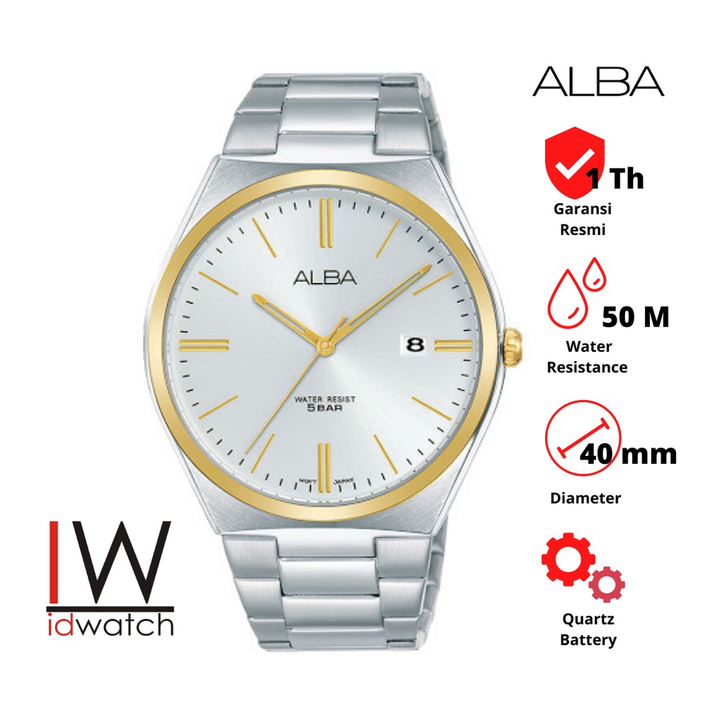 Alba Man AS9H82X1 Jam Tangan Pria Original Cowok AS9H82 Laki Klasik Classic Strap Rantai Stainless