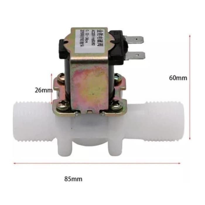 Solenoid Valve Keran Plastik Drat Lurus 1/2 0.5 Inch 12 Volt DC