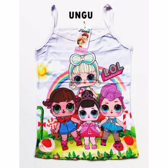 Kaos Dalam Singlet Anak Perempuan LOL 2-10 Th Bahan Katun Baju Kaos Anak Perempuan Cewek LOL