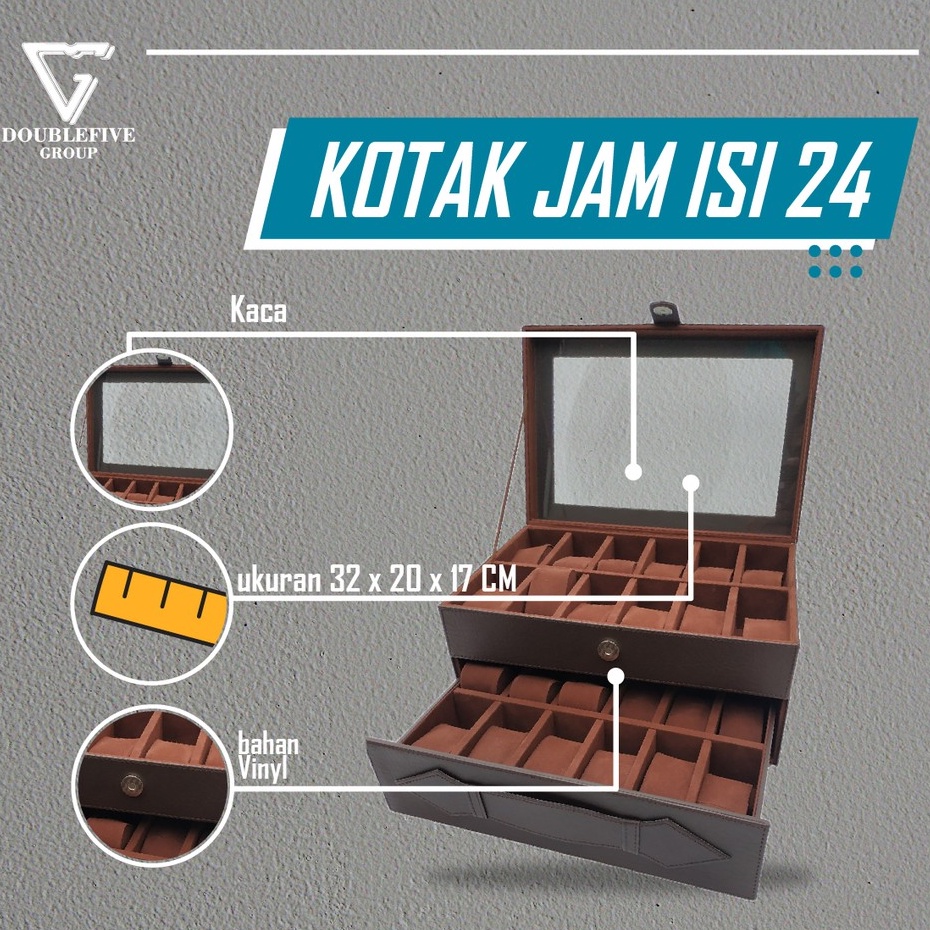 KOTAK JAM TANGAN ISI 24 DARK BROWN / TEMPAT JAM / WATCH BOX ORGANIZER