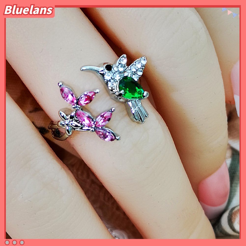 Bluelans Elegant Cubic Zirconia Flower Bird Open Ring Women Party Wedding Jewelry Gift