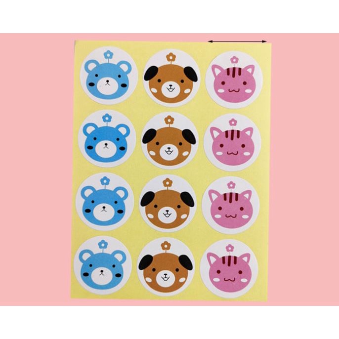 

5 lembar Sticker - Label Cookies Kue Accessories Fancy Bear Dog Cat