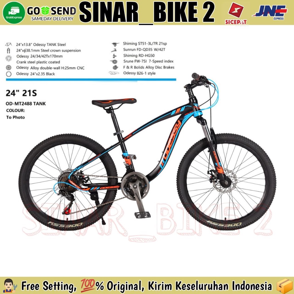 Sepeda Gunung MTB ODESSY TANK MT2488 &amp; 2788 Ukuran 24, 26, &amp; 27,5  Inch 21 Speed ( TIDAK ADA BONUS )