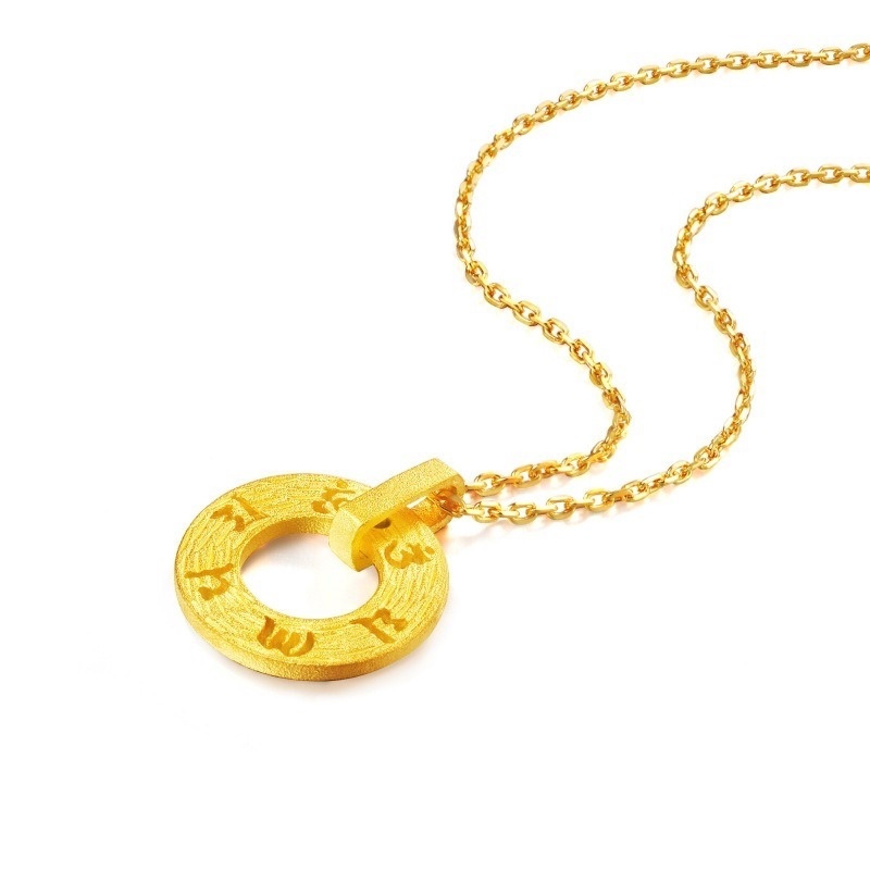 [Ready Stock]Fashion Gold Plated Personalized round Ring Pendant Necklace