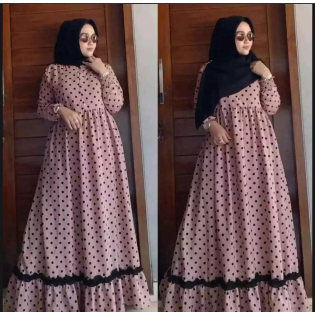 LANGSUNG KIRIM Gamis Mayung Monalisa Ori Polkadot / Gamis Klok Polkadot Terbaru Harga Terjangkau