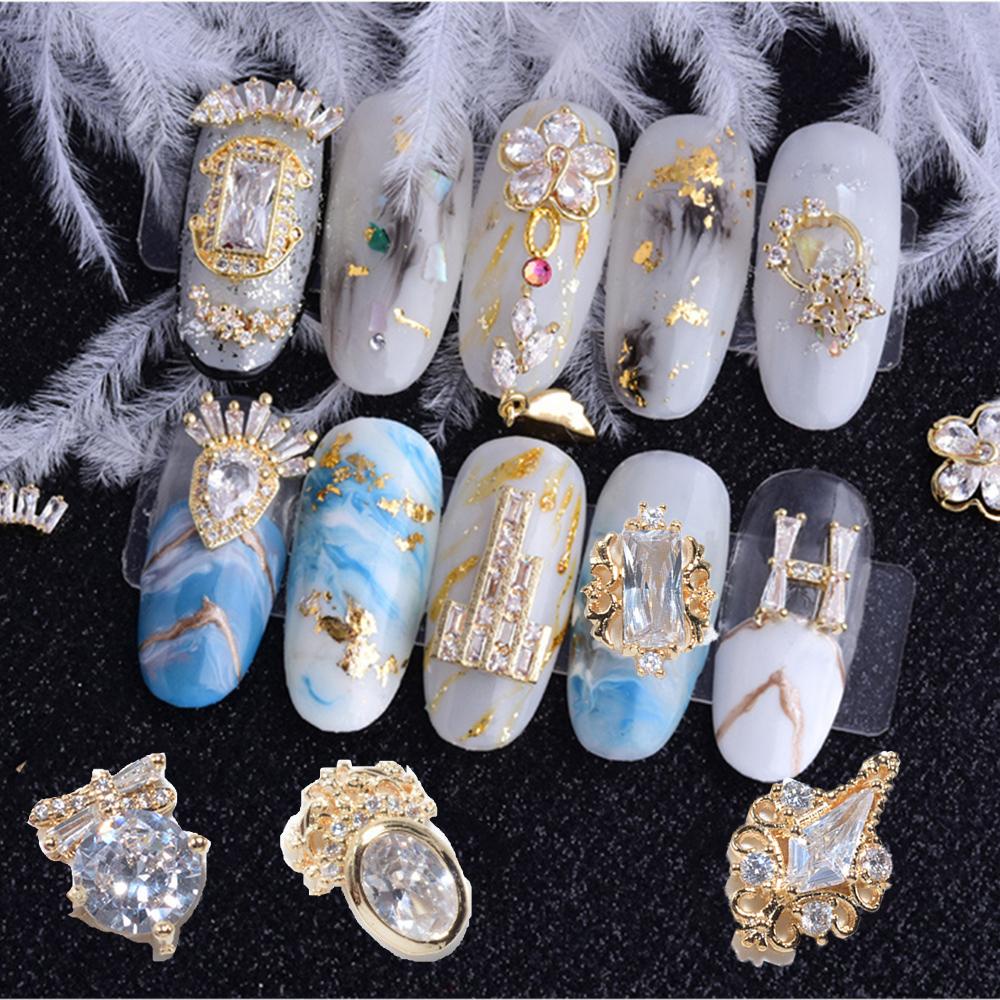 Agustina Kuku Berlian Imitasi Emas Mewah Kupu-Kupu Nail Art Dekorasi Logam Kristal Nail Jewelry