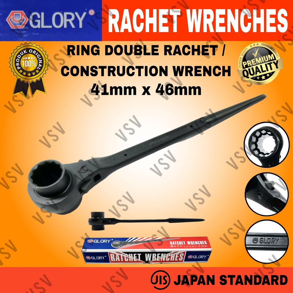 Kunci Ring Double Rachet 41x46mm Kunci Skafolding Construction Wrench Sok Rachet