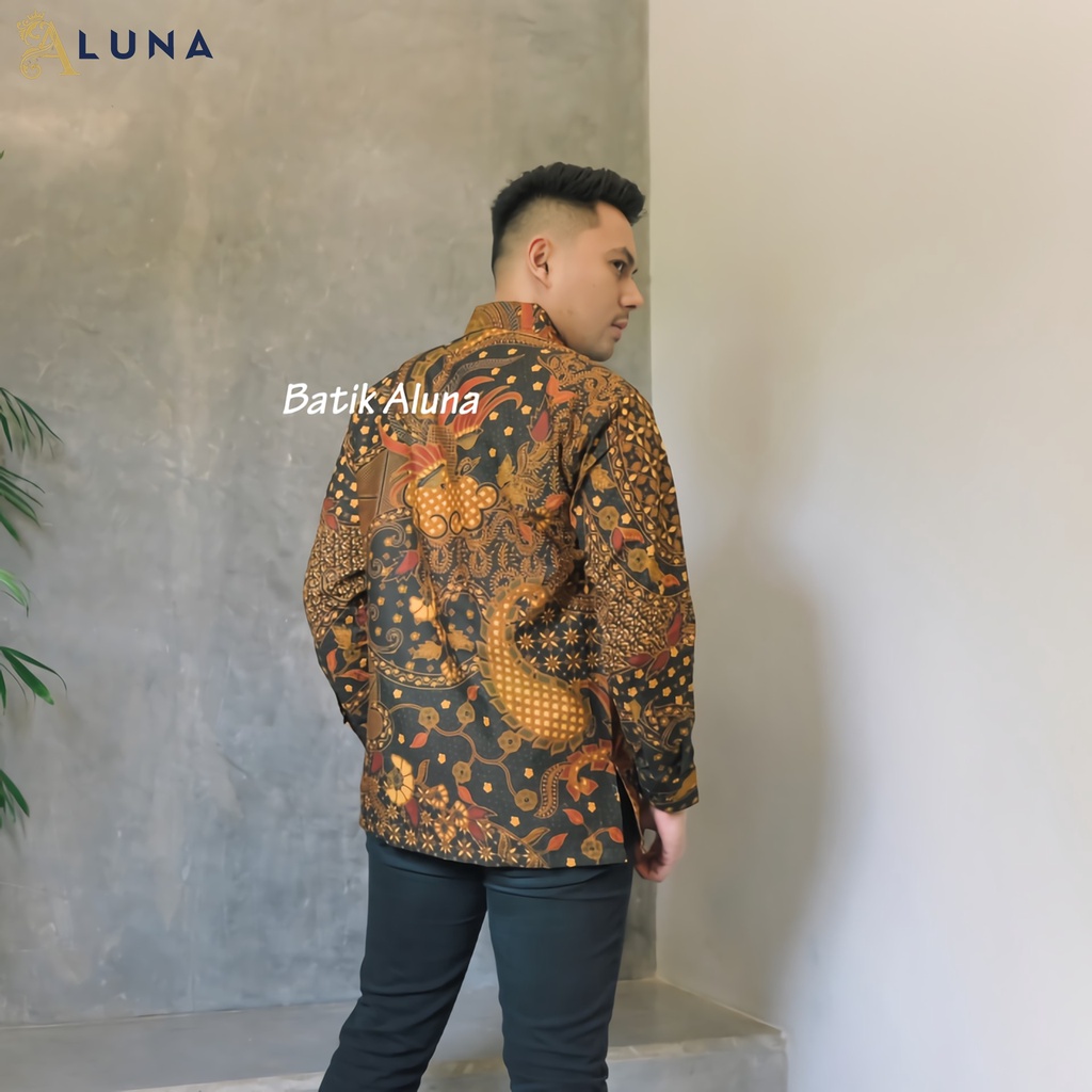 BAJU KEMEJA KONDANGAN BATIK SOLO PRIA LENGAN PANJANG PREMIUM REGULAR COWOK MODERN ALUNA PCW 090