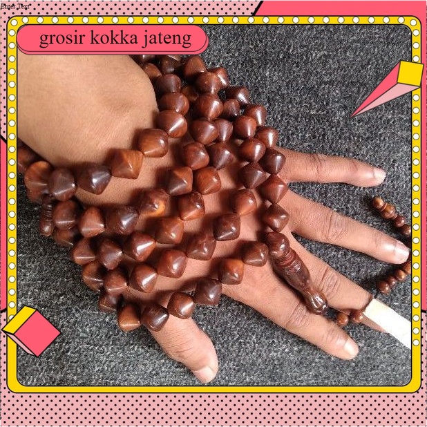 tasbih kokka motif wajik / gula aren JUMBO ± 13 mm ( 13mm ) 99 butir