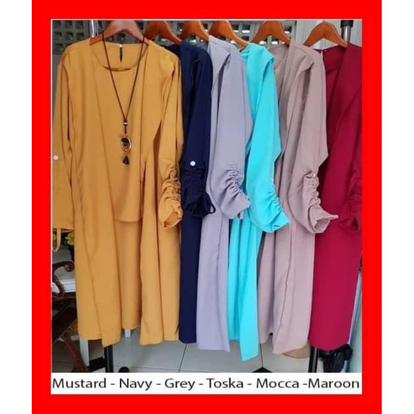 Dijual Baju Gamis Wanita Terbaru Atasan Muslim Blouse Putih Diskon