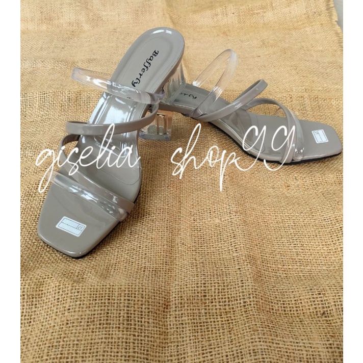 GISELIA&gt;&gt;SANDAL HAK KACA WANITA/SANDAL HEEL WANITA 5CM/ AS  MAWAR