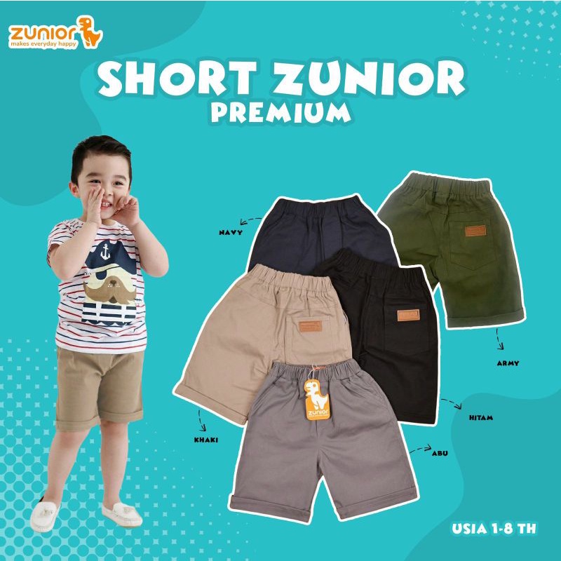 Celana Pendek Anak Zunior Premium 4 Varian Warna 1-9 Tahun