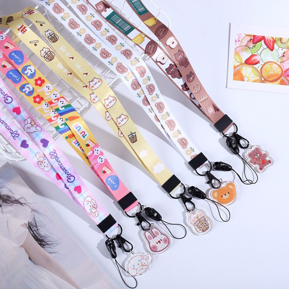 LANFY Cute Certificate lanyard Cartoon Cartoon Hang Rope Mobile Phone Straps Neck Lanyards Webbing Hang Rope Gifts Multi-function High Quality Cartoon Pendant Mobile phone lanyard