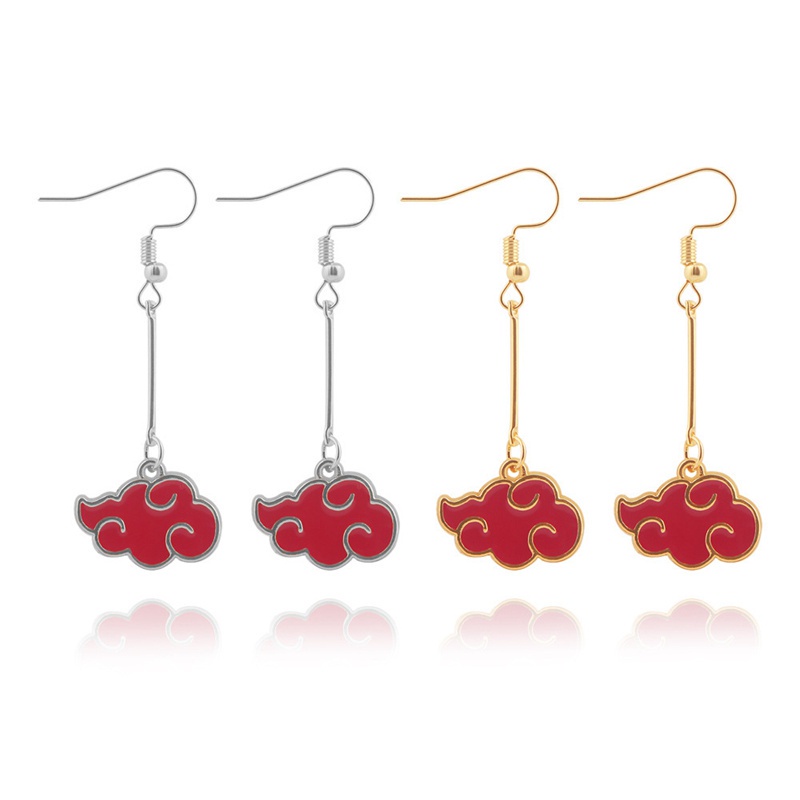 Anime Naruto Jewelry Konoha Earrings For Women Akatsuki Red Cloud Ear Hoops Ninja Darts Dangle Earring Fans Creative Gift