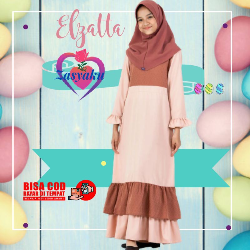 Yuza girl sarimbit pakaian dress muslim muslimah gamis busana baju anak perempuan elzatta original