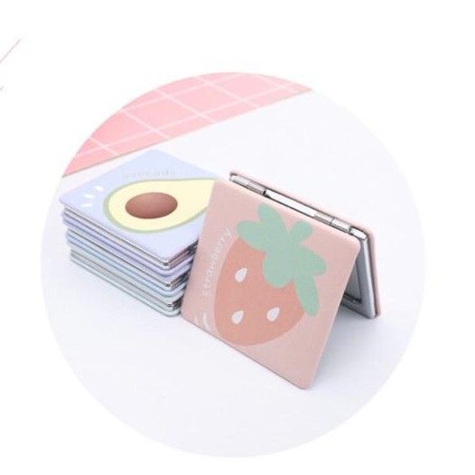 KACA SAKU PORTABLE CERMIN LIPAT DENGAN PEMBESAR 2x UNIK LUCU PREMIUM BANYAK MODEL KACA MAKE UP
