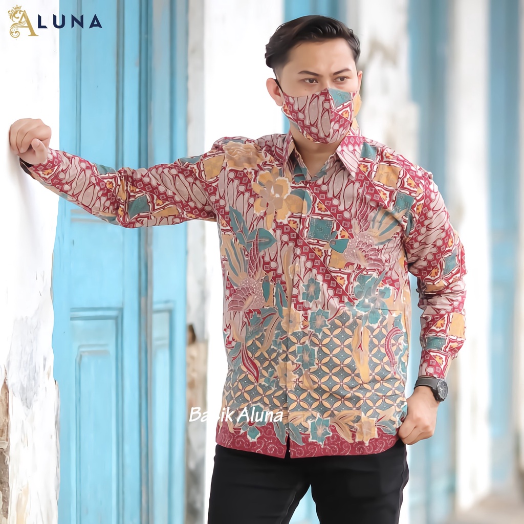 KEMEJA BATIK PRIA PREMIUM LENGAN PANJANG REGULAR BATIK ALUNA PCW 066