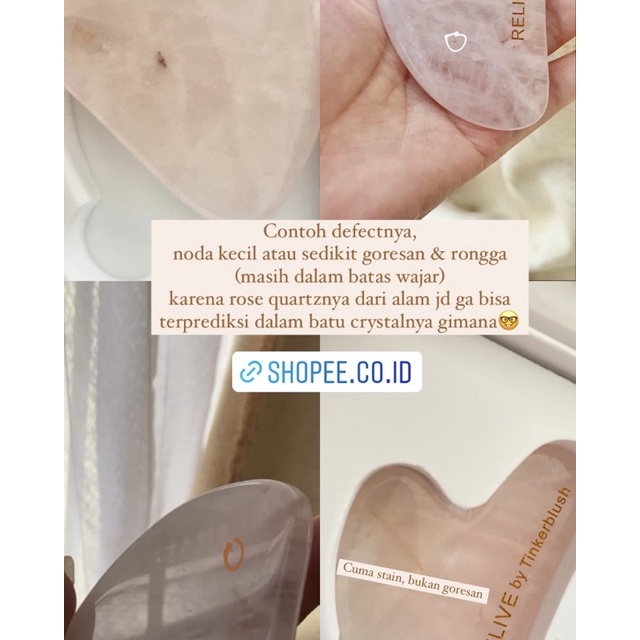 Defect [RELIVE by Tinkerblush] Rose Quartz Gua Sha (FUNGSI TETAP SAMA, hanya ada noda atau scratch dari batunya)