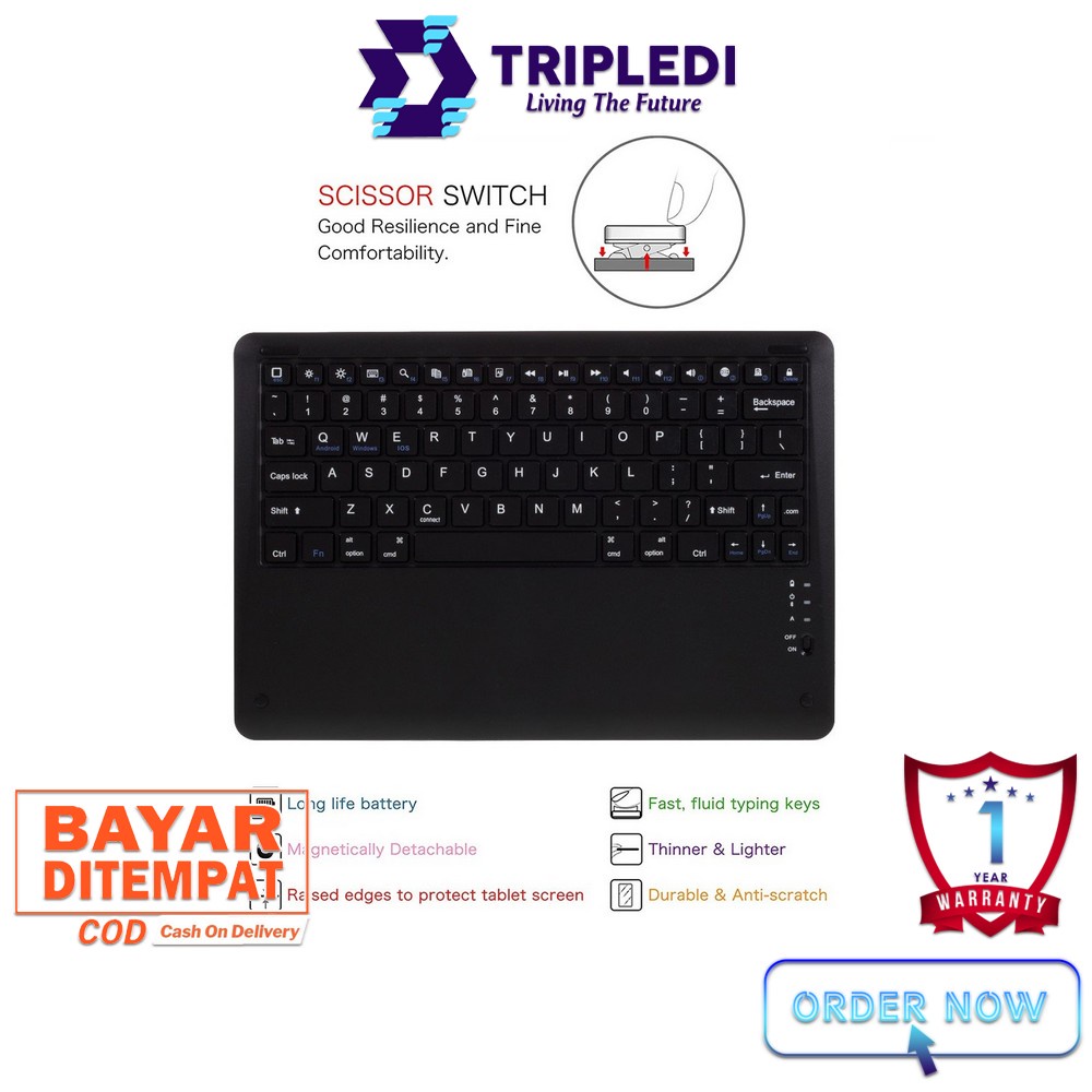 TRIPLEDI Case Keyboard Samsung Galaxy Tab S7 FE 5G 12.4 inch 2021 SM-T730 SM-T733 SM-T736B Keyboard Wireless Bluetooth Free Stylus Pen Flip Casing Leather Magnetic Buckle Folio Slim Book Cover Sarung Pelindung Tablet Android Protektif Shockproof-4