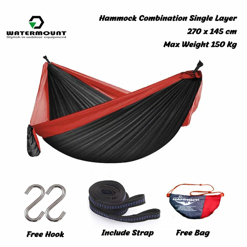 Hammock Ayunan Gantung Watermount 270x145cm free S hook &amp; Tas