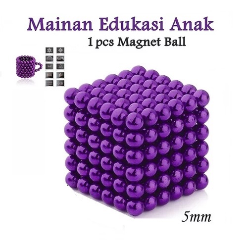 10 Butir Magnet Neodymium Bola Balls Bulat Round 5mm UNGU DIY Puzzle Cub N35 Isi 10