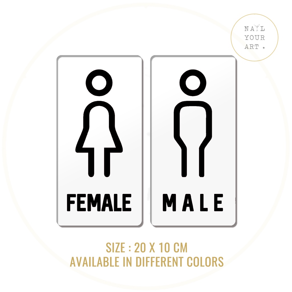 Sign Akrilik Toilet - MALE &amp; FEMALE SET - Pilihan Warna