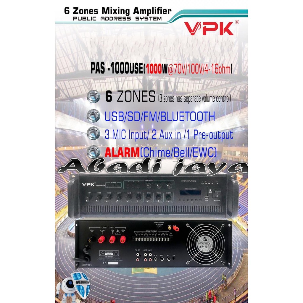 Amplifier Systems Vpk Pas1000use 1000watt 6 zones Pas 1000use pas1000
