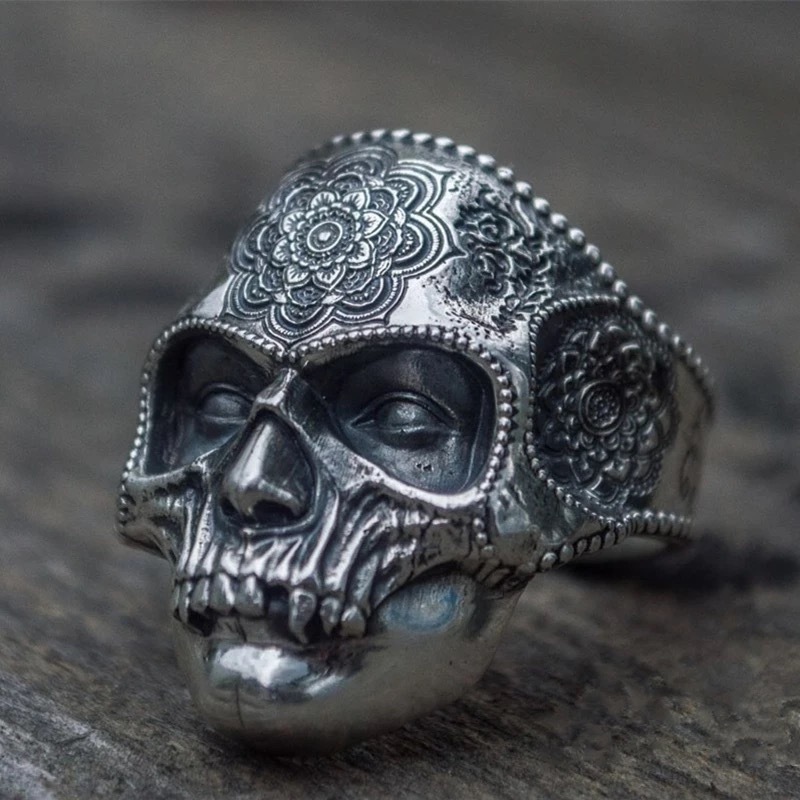 Cincin Desain Tengkorak Misterius Gaya Retro Eropa Amerika Untuk Pria