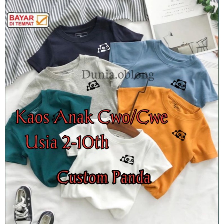 Kaos Anak Custom PANDA Kaos Anak Usia 2-10th Tshirt Baju Oblong Anak Kaos Oblong Anak