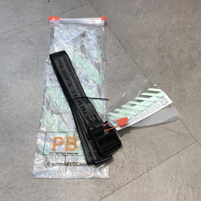 [BISA COD] OFF WHITE INDUSTRIAL BELT BLACK PK QUALITY BELT-OW