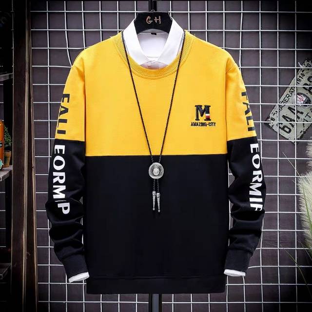 TOTOTAshop.Baju sweater pria FALI CS,Bahan Fleece Tebal premium.motif logo depan BORDIR.