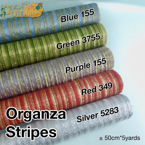 Kain Organza Stripes - bungkus kado bunga - mesh flower bouquet wrap