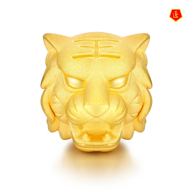 [Ready Stock]Domineering Zodiac Tiger Head Gold Bracelet