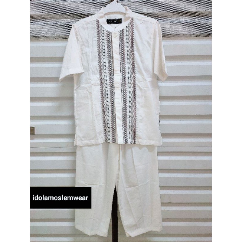 Baju Koko Stelan Anak Al-Luthfi Putih Lengan Pendek