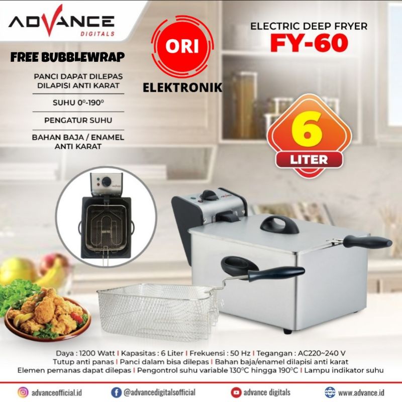 ADVANCE PENGORENGAN LISTRIK 6 LITER / ELECTRIC DEEP FRYER 6 LITER