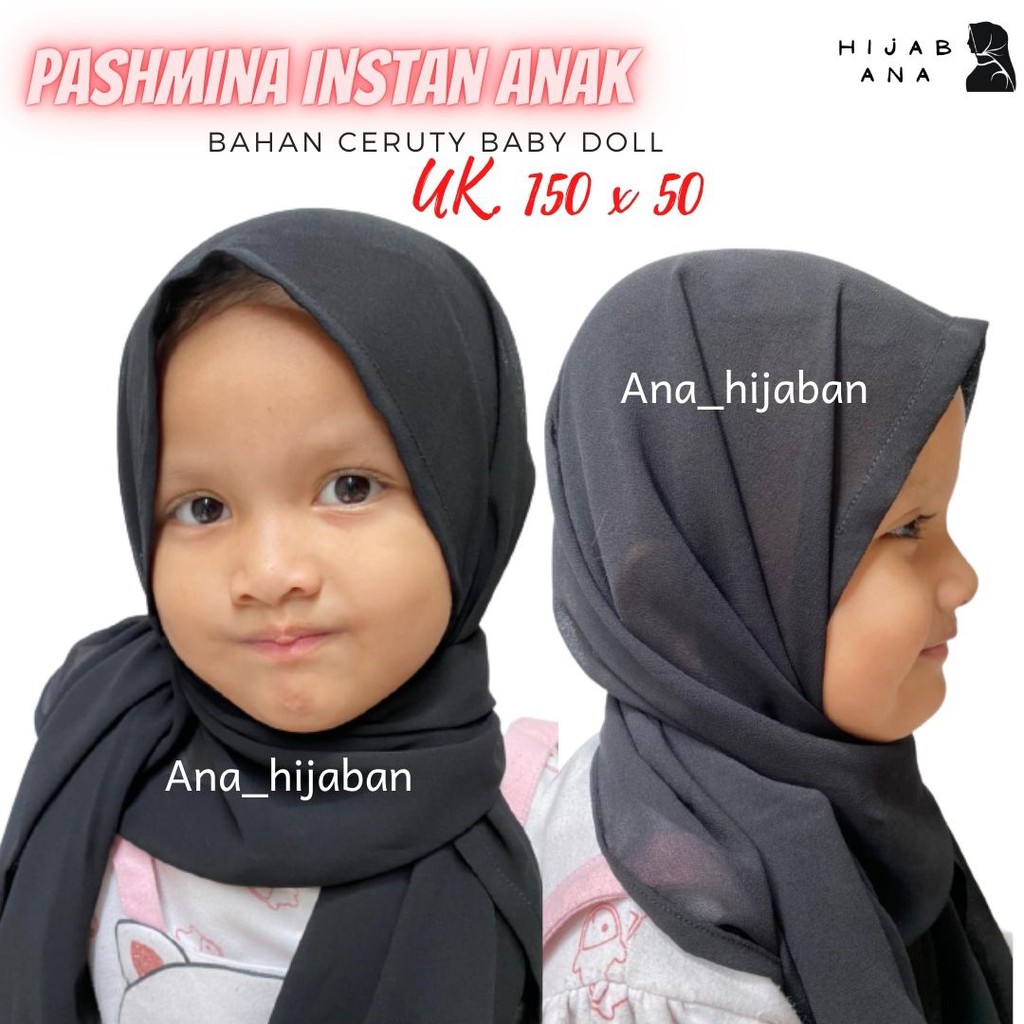 PASHMINA INSTAN ANAK kerudung pashmina anak langsung pakai Uk.150x50 High quality