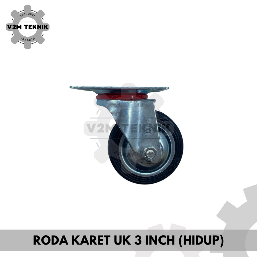 Roda Karet 3 Inch Hidup / Roda Gepeng Trolley Etalase Hidup 3" / Roda Troli Hidup 3 Inch XP TOOL